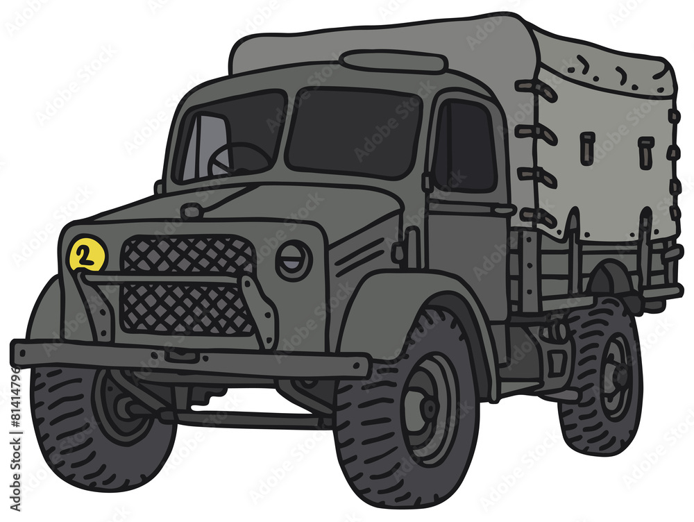 Old military truck, vector illustration, hand drawing Stock Vector ...