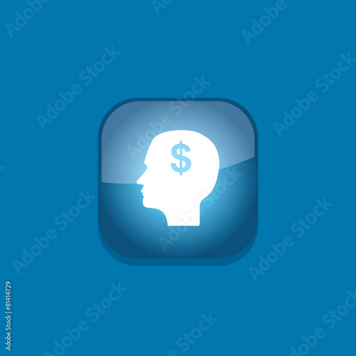 head think money button icon flat  vector illustration eps10