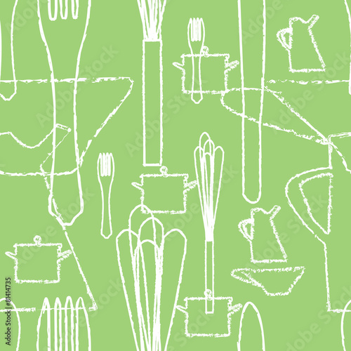 seamless pattern with kitchen utensils, vector