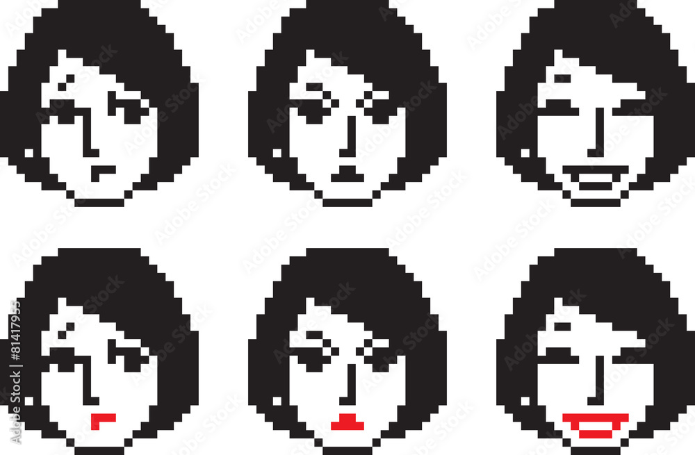 Young Woman Pixel Faces Two