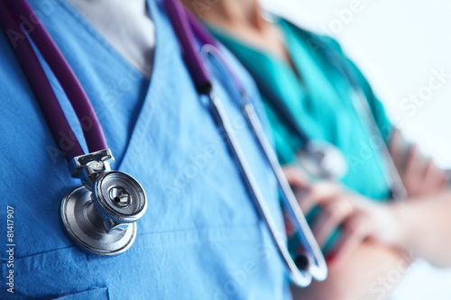 Closeup portrait of a two  doctors with stethoscope