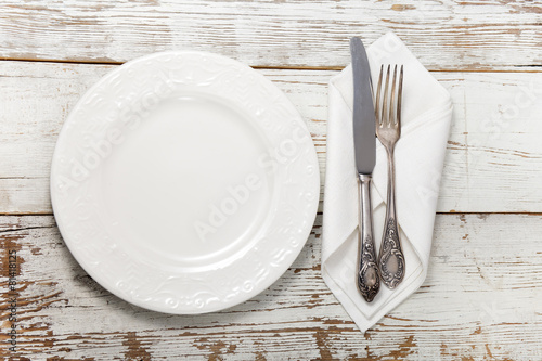 flatware on wooden table