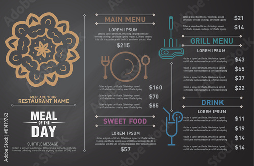 Restaurant menu design.
