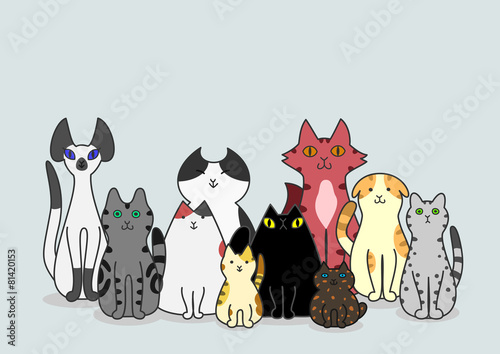 猫　グループ　コピースペース