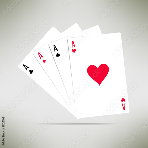 Four aces hand composition in realistic and clean design. Card