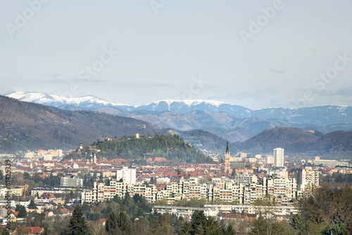 Panoramablick auf Graz un den Schlossberg