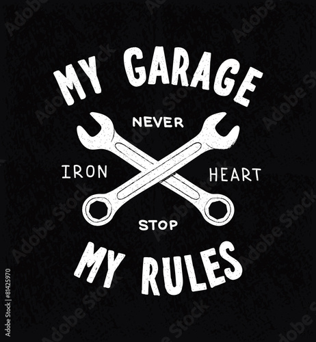 Vintage typographic biker or auto repair shop poster