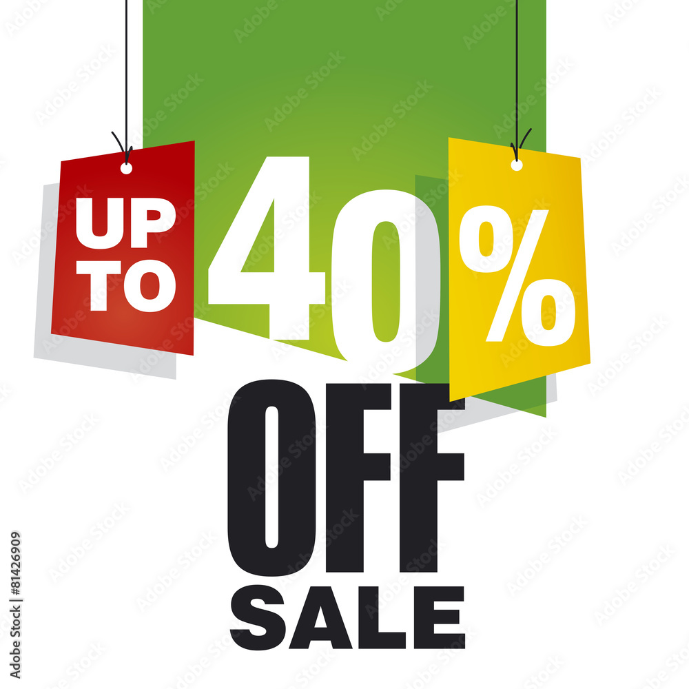Sale up to 40 percent off green background
