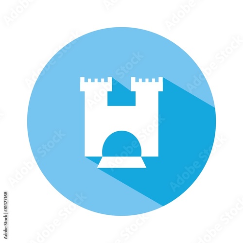 Icono castillo 2 azul botón sombra