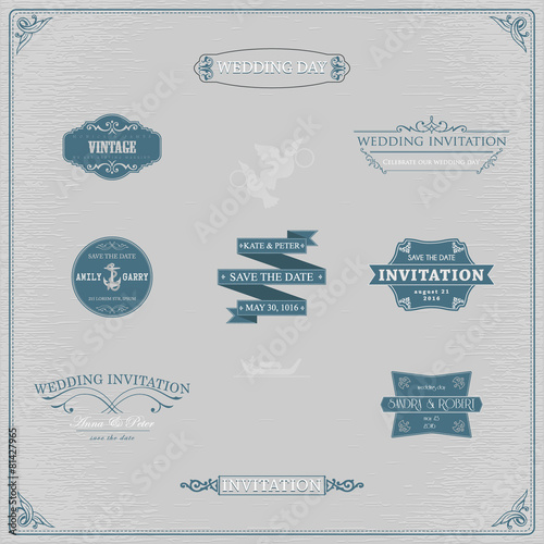 Vector design elements and calligraphic page decorations for wed