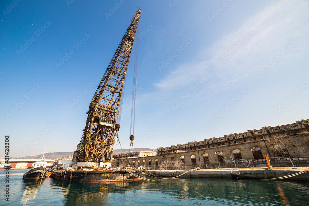 An old crane in the port of Trieste