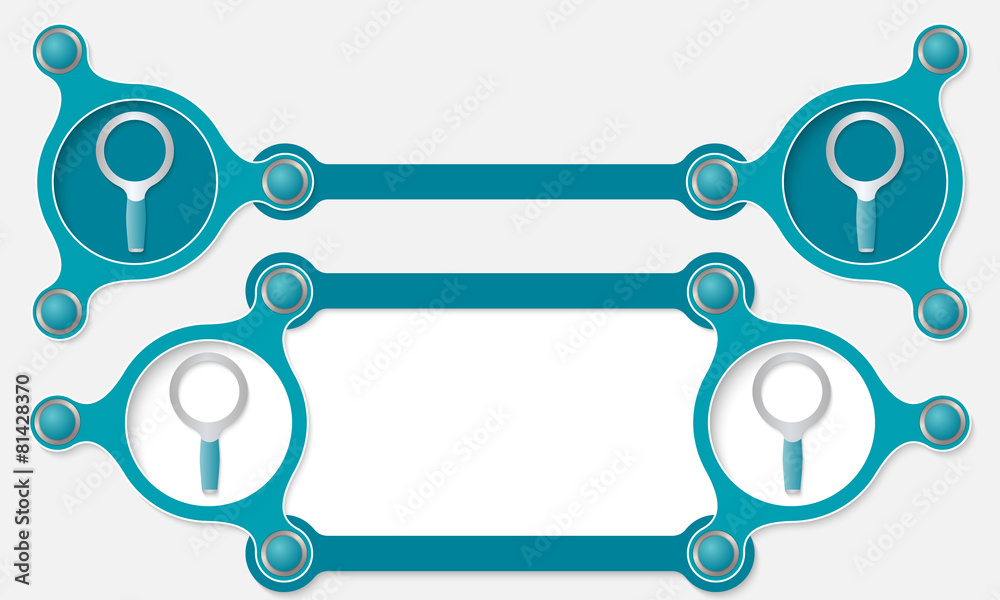 Two vector abstract text boxes for your text and magnifier Two vector abstract text boxes for your text and magnifier