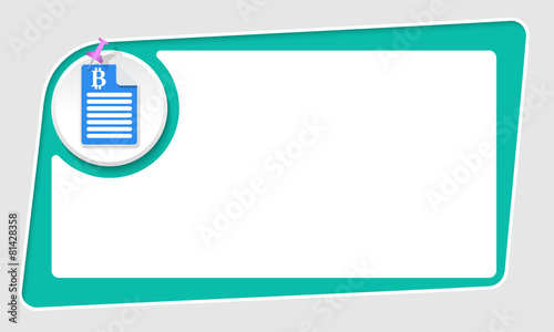 vector abstract green box and pushpin and bit coin icon
