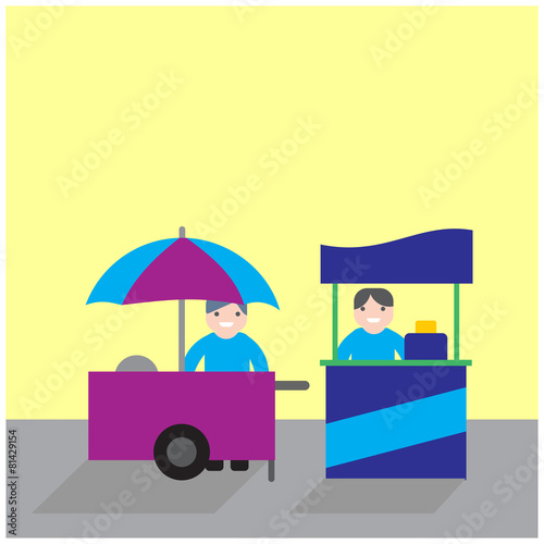 food carts with seller, food stand business competition