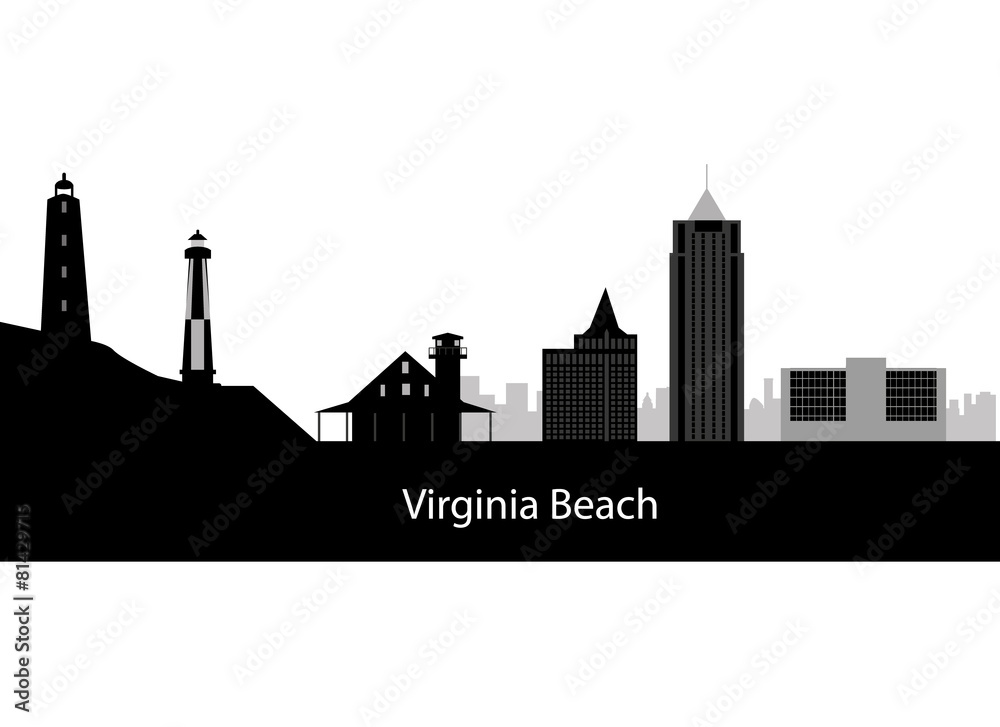 Virginia Beach  skyline. Detailed vector silhouette