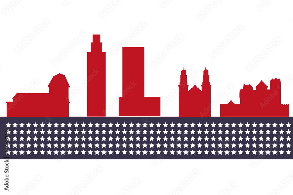 Fototapeta premium Omaha skyline linear style with in editable vector file