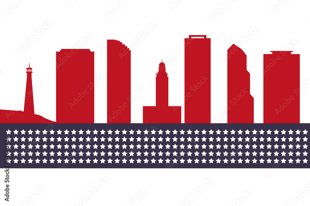Fototapeta premium Miami Skyline with Typography Design