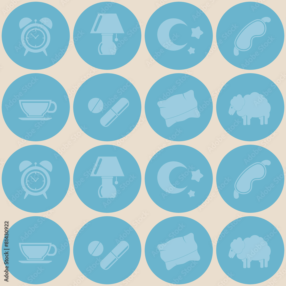 Fototapeta premium Seamless background with sleeping icons for your design
