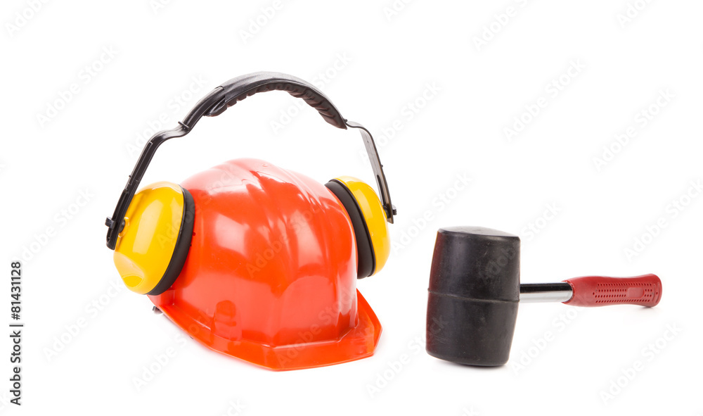 Hard hat with ear muffs. Hard hat with ear muffs.
