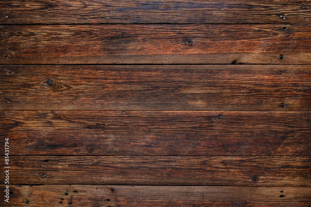 Obraz premium Old red wood background, rustic wooden surface with copy space