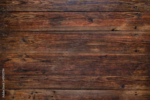 Old red wood background, rustic wooden surface with copy space