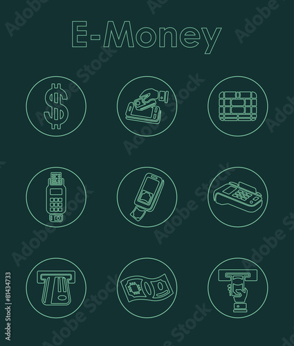 Set of e-money simple icons
