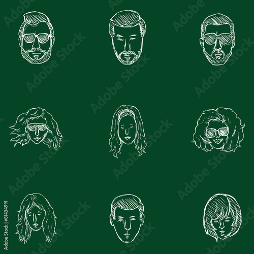 Vector Set of Chalk Hairstyles Icons.