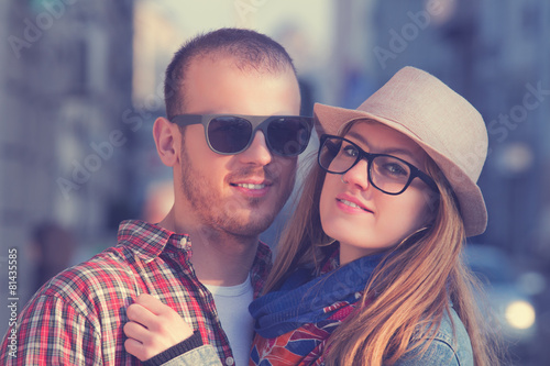 Urban couple outdoors. © astrosystem