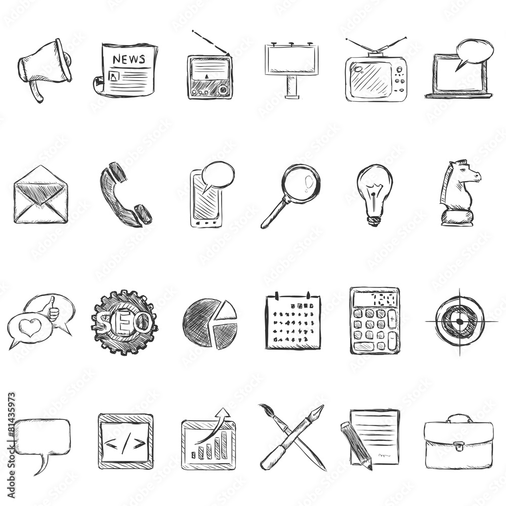 Vector Set of Sketch Advertising Icons Stock Vector | Adobe Stock
