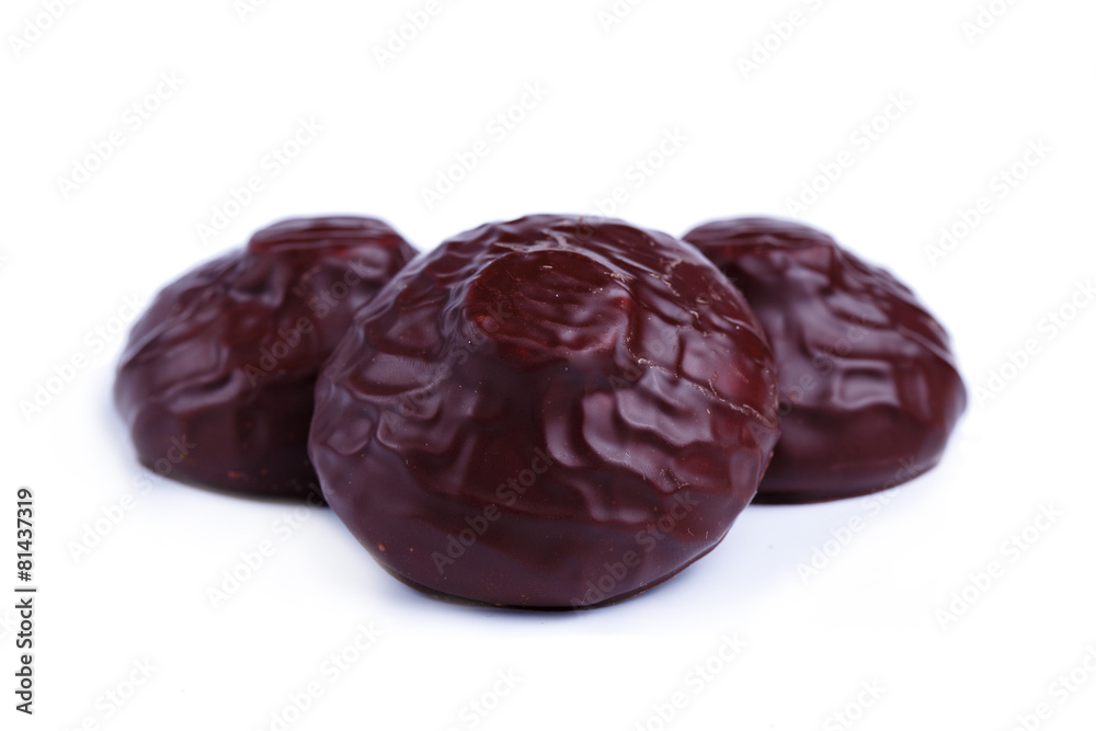 Covered marshmallow on a white background. 