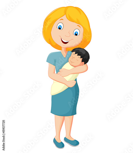 Young mother tenderly embracing their baby