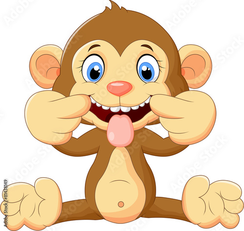 Cartoon monkey making a teasing face