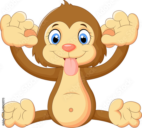 Cartoon monkey making a face and showing his tongue