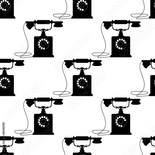 Vintage telephones with mouthpiece handset seamless pattern