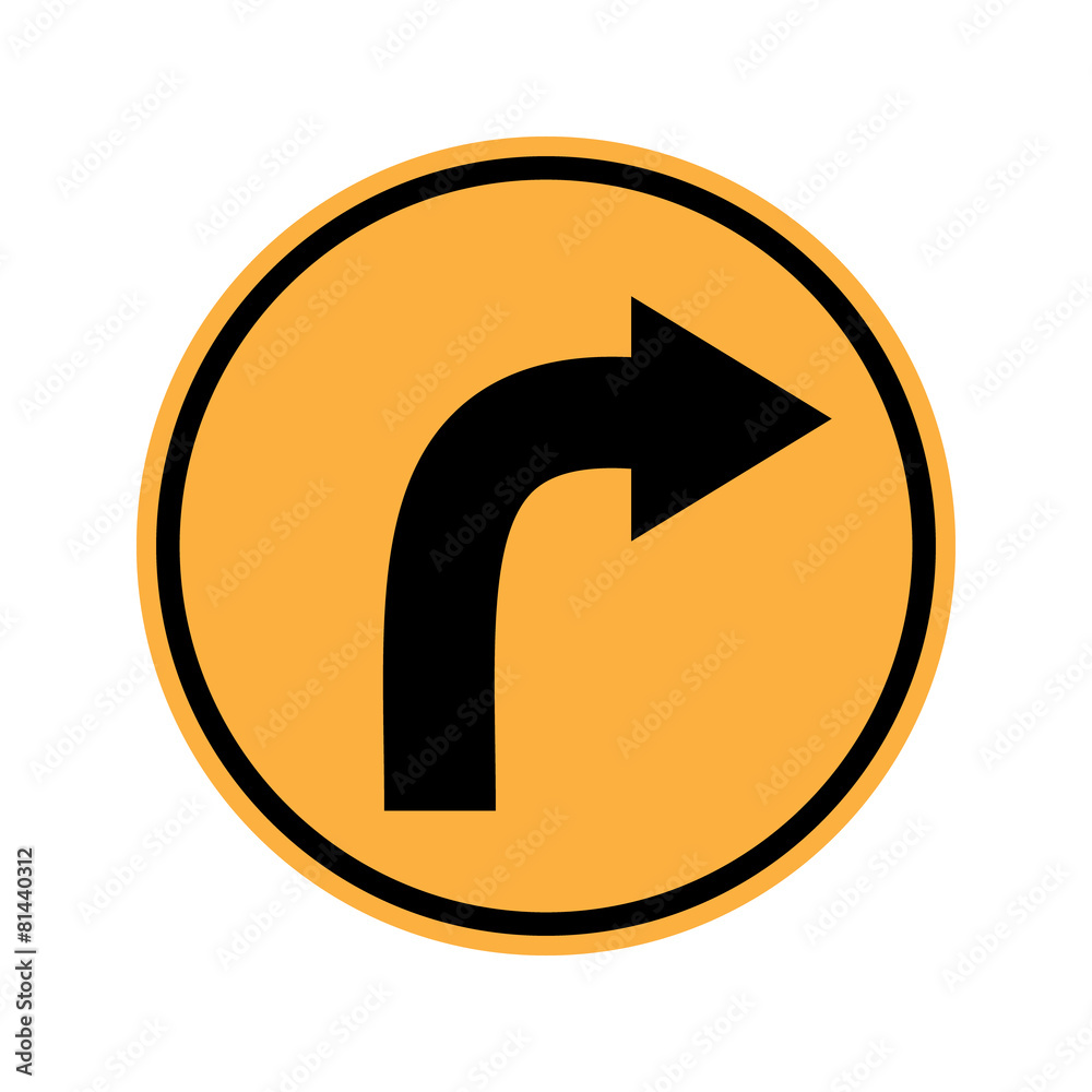 Traffic sign . Turn right sign , Curves sign Traffic sign . Turn right sign , Curves sign