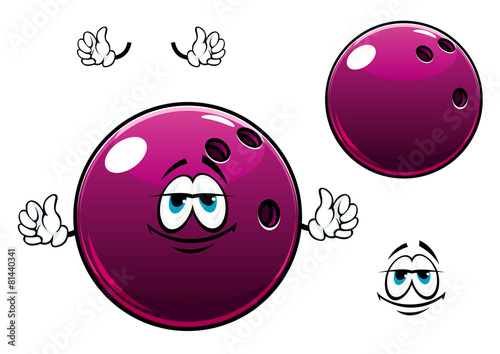 Glossy bowling ball cartoon mascot character