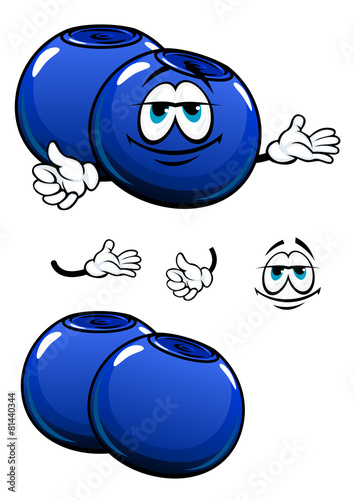 Cartoon smiling fresh blueberry characters