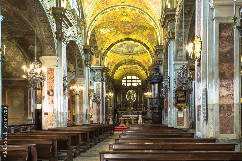 The interior of San Francesco d'Assisi Church in Turin