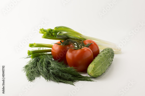 tomatos and green vegetable
