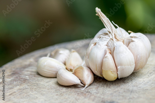 Close up of purple garlic.