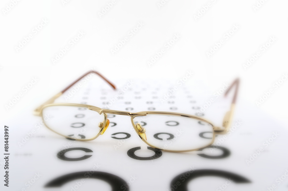 Eyeglasses on the ophthalmologic scale Eyeglasses on the ophthalmologic scale