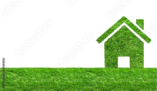 Abstract green grass house icon