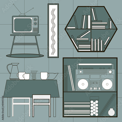 A set of furniture in retro style