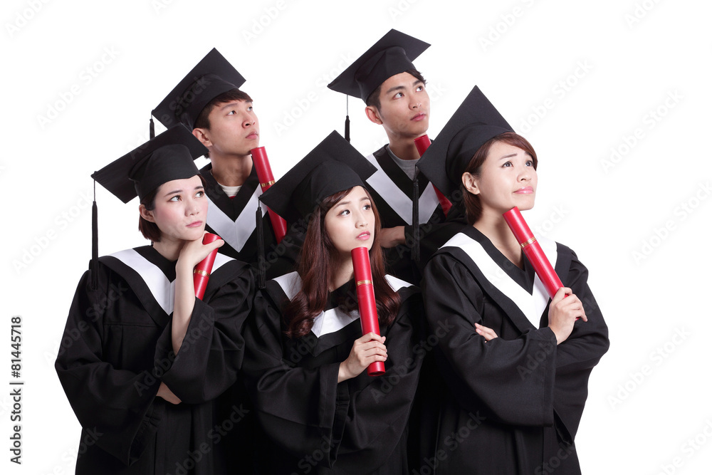 group of graduates student think group of graduates student think