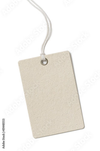 Blank rough cardboard price tag or label isolated