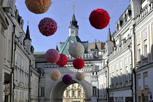 Street Art with flowers balls in Moscow photo