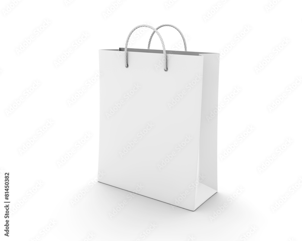 Empty Shopping Bag on white for advertising and branding
