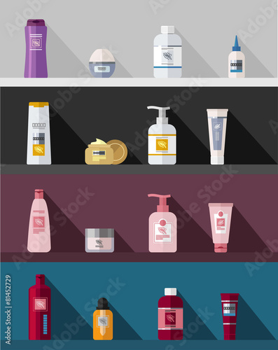 Vector flat cosmetic bottles template set