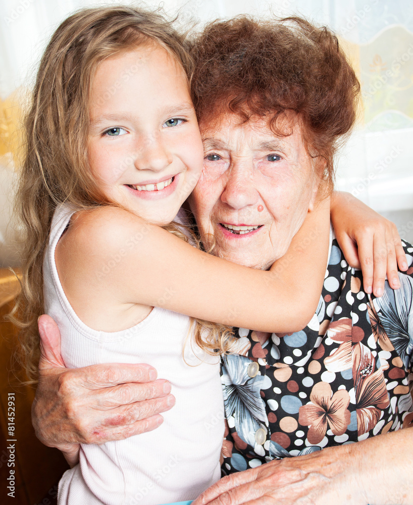 Elderly woman with great-grandchild Elderly woman with great-grandchild