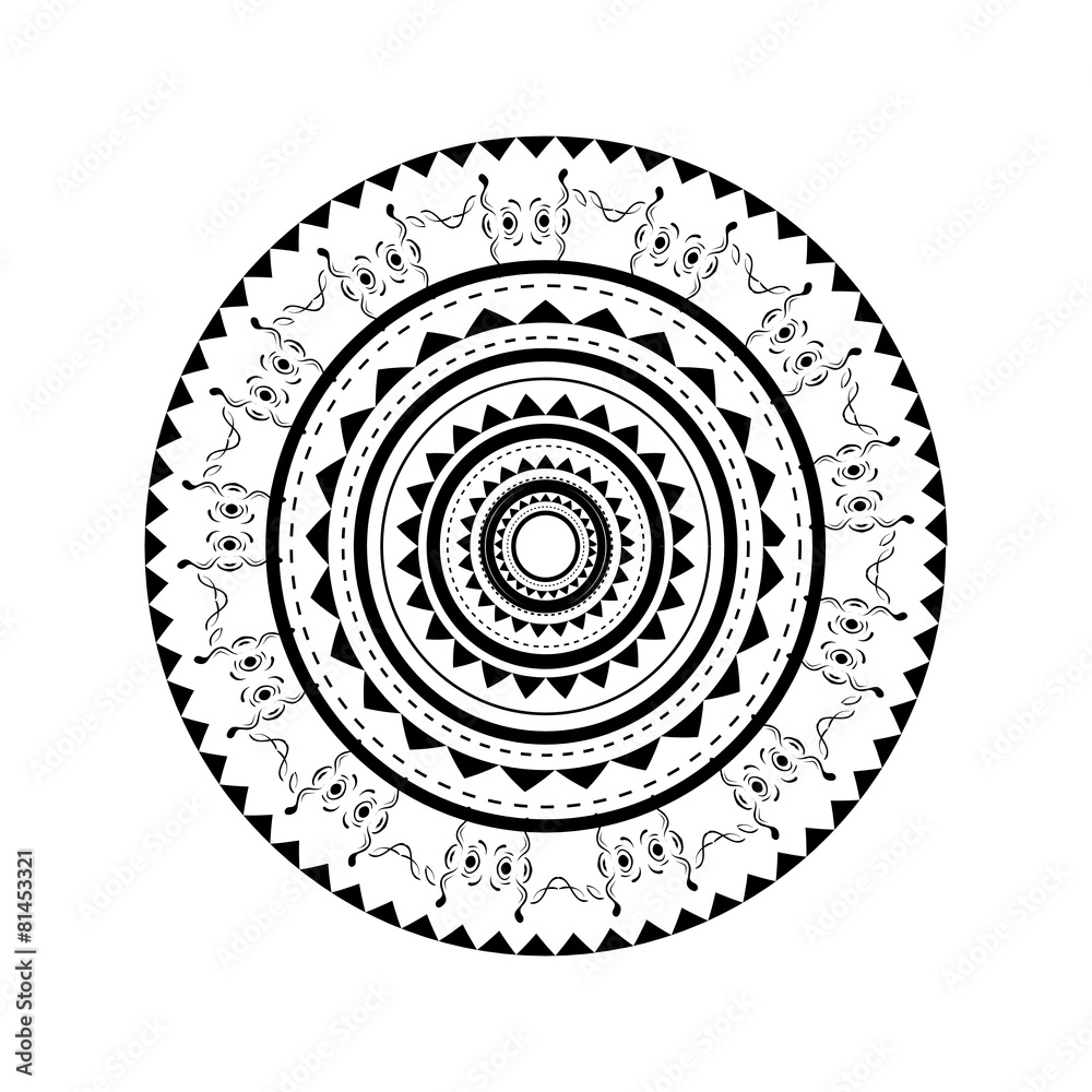 Illustration of maori back rounded design for tattoo Illustration of maori back rounded design for tattoo